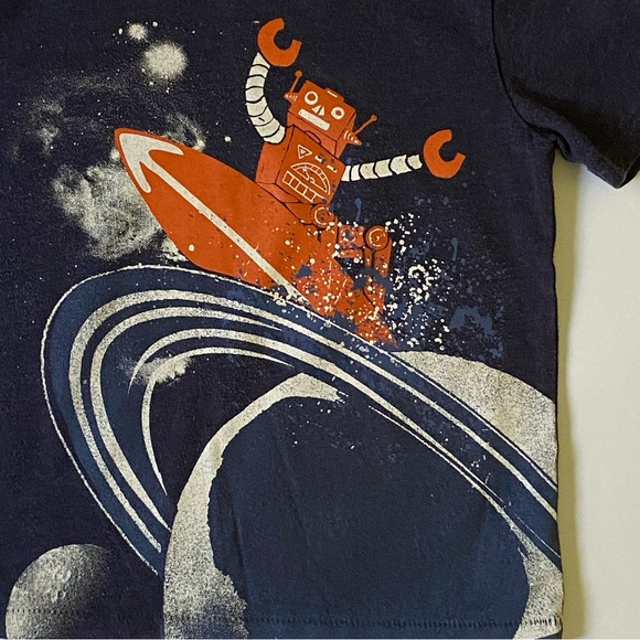 Gap Shirt Size 2T Boys Robot Space Surfing T Top Blue Short Sleeved Gapkids - Picture 11 of 12